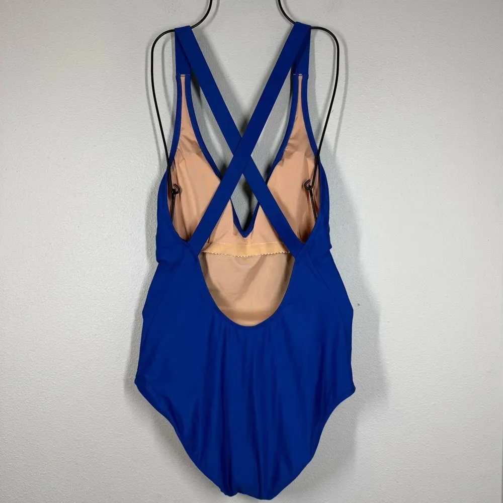 NWT J. Crew Royal Blue One Piece High Support Swimsuit Size 10 Summer Preppy